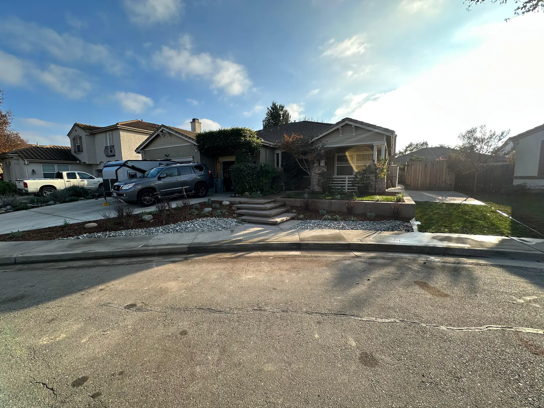 Front yard view before landscape transformation